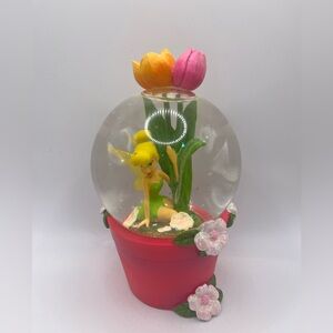 Disney Store Disney Fairies Tinkerbell Flower Pot Snow Globe 5”
